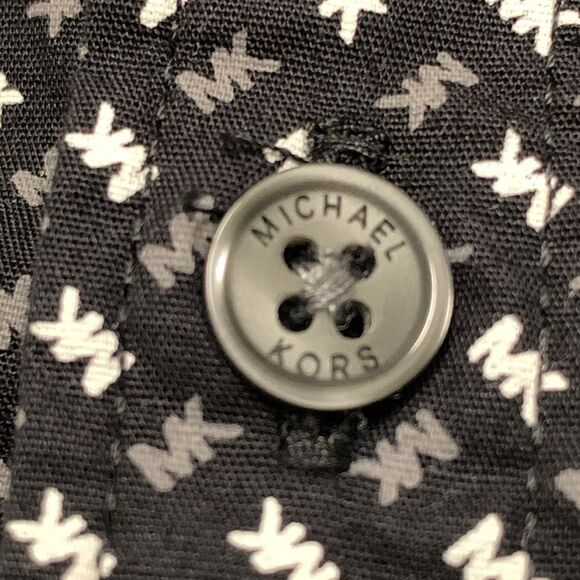 Mens Michael Kors All Over Print Slim Fit Button Down Shortsleeve Casual Shirt - Picture 4 of 8